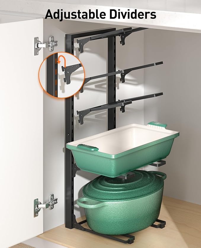 ORDORA 10-Tier Pots and Pans Organizer under Cabinet, Kitchen Cabinet - Image 5
