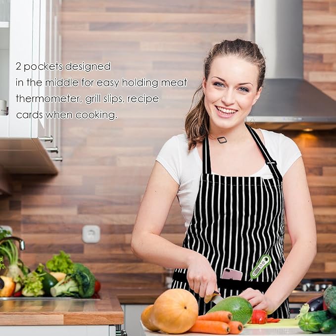 Syntus Apron for Men Women, Adjustable Cooking Kitchen Chef Aprons - Image 3