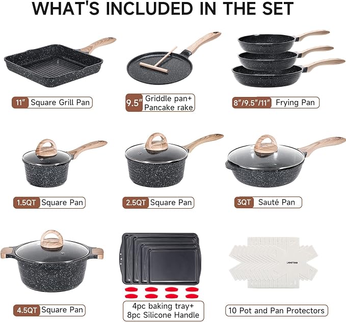 JEETEE 36Pcs Pots and Pans Set Non Stick, Cookware Set Non toxic Kitchen - Image 2