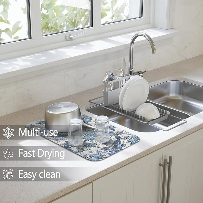 Dish Drying Mat for Kitchen Counter 2 Pack - Image 2