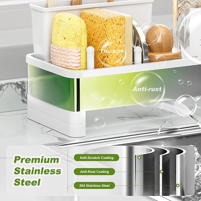 Ewaiira Stainless Steel Sink Caddy, Sponge Holder - Image 4