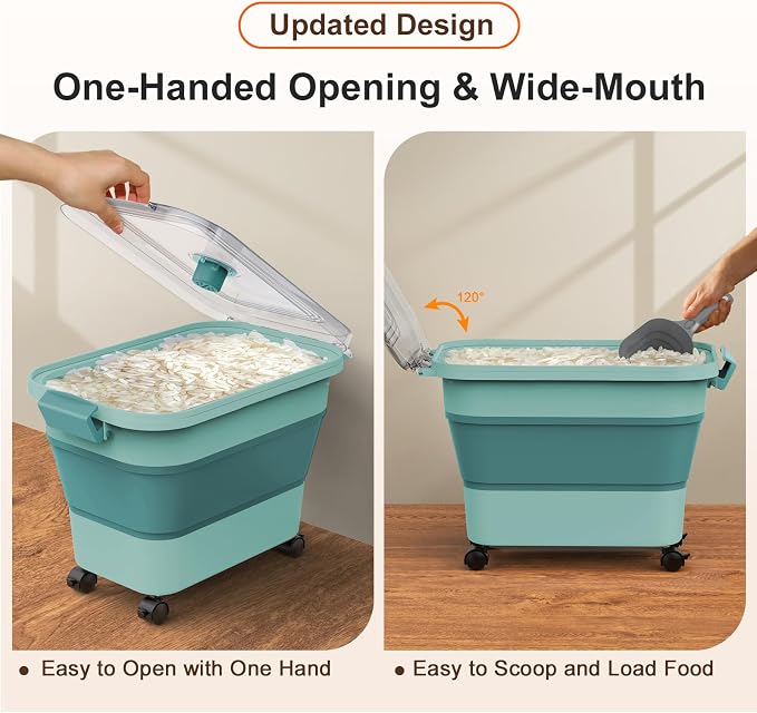 Rice Storage Container, Collapsible Airtight Food Storage Containers 20-30lbs - Image 3