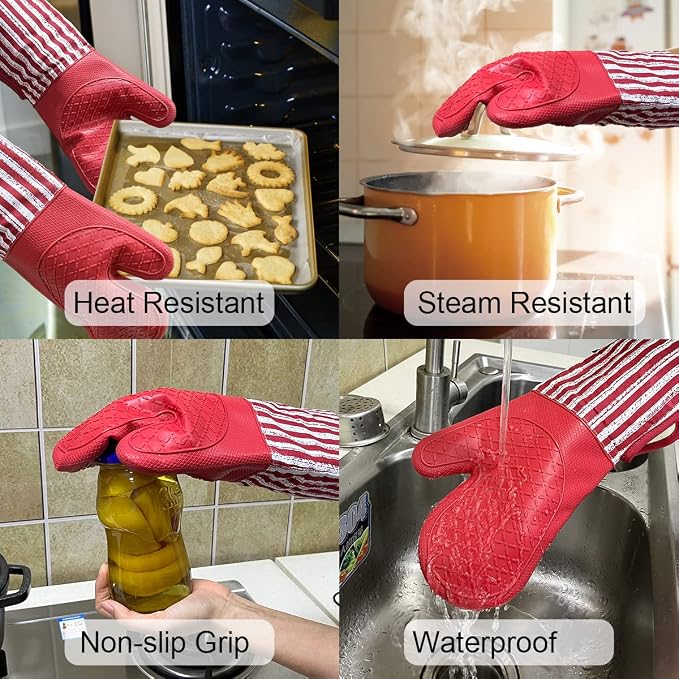 Alselo Silicone Oven Mitts Heat Resistant 932℉ - Image 4