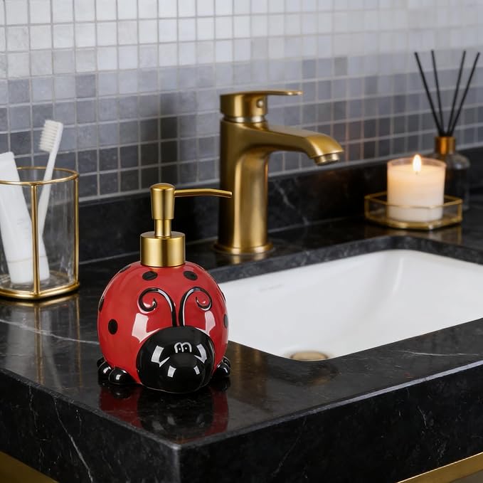 RQYIXI 17 OZ Ladybug Ceramic Soap Dispenser - Image 6