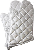 Silver Oven Mitts, Quilted Cotton Lining 13 Inch Oven Gloves, Heat Resistant by ARCLIBER