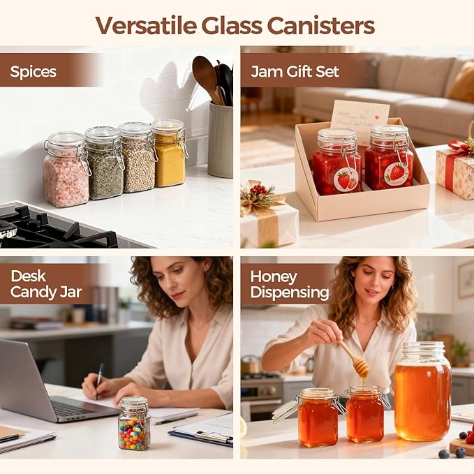 ComSaf Set of 12 Square Glass Jars - Image 7