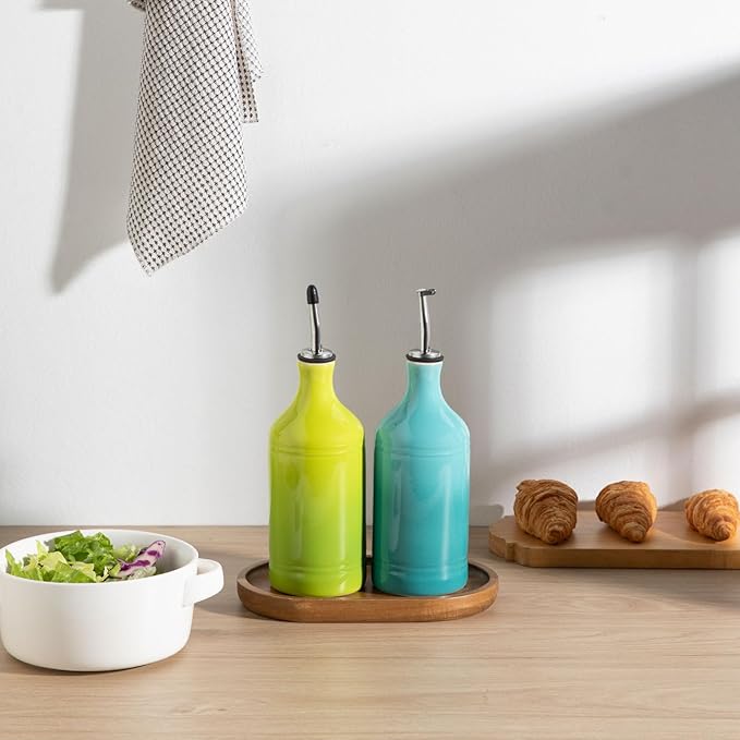 Sweejar Ceramic Olive Oil Dispenser Bottle Set, Opaque Oil Cruet Protects to - Image 5