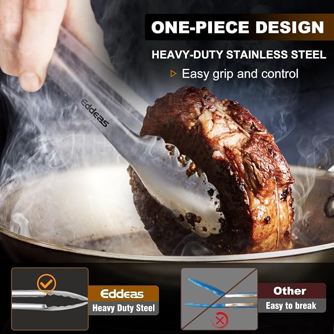 Grill Tongs, 600 Degrees Heat Resistant 17 Inch Extra Long BBQ Tongs, All Metal - Image 3