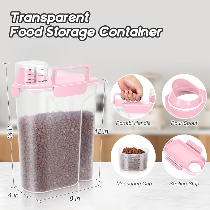 LEAWALK 5Lbs Airtight Cat Dog Food Storage Container - Image 2