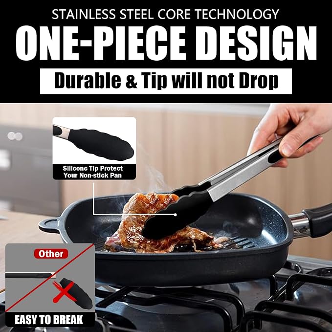 Kitchen Tongs with Silicone Tips, Kitchen Tongs, Cooking Tongs, Premium - Image 3