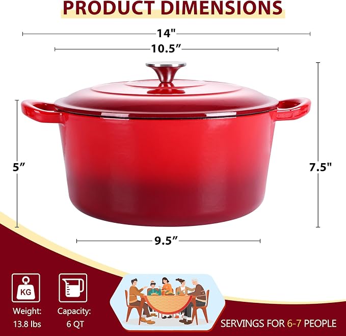 E-far Enameled Cast Iron Dutch Oven - Image 2