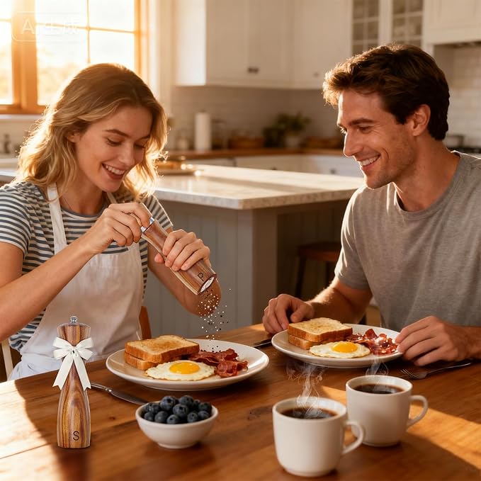 Wedding Gifts for Couples 2026: Acacia Wood Salt and Pepper Grinder Set - Image 3