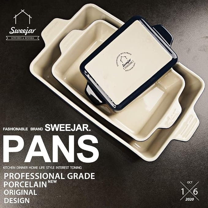Sweejar Ceramic Bakeware Set, Rectangular Baking Dish - Image 2