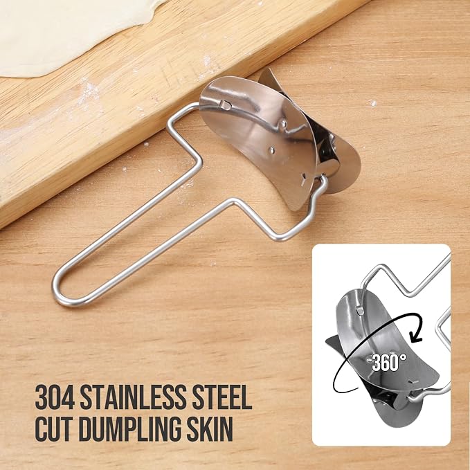 2 Pieces Stainless Steel Pastry Rolling Cutter Circle Dough Blade Roller - Image 2