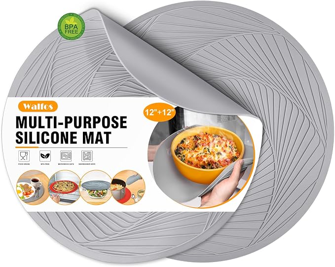 Silicone Microwave Mats, Walfos Heat Resistant Multi-Purpose Microwave Trivet by Walfos