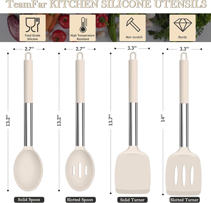 TeamFar Kitchen Utensils, for Frying Mixing Draining Turning, Healthy & - Image 2