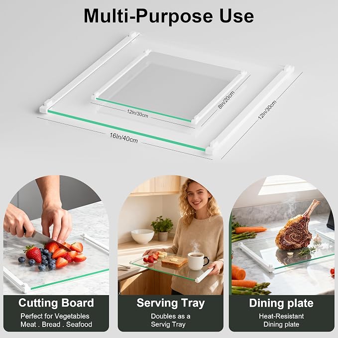 2Pcs Glass Cutting Boards for Kitchen, No Scratches/Microplastic-Free/Non Toxic - Image 3