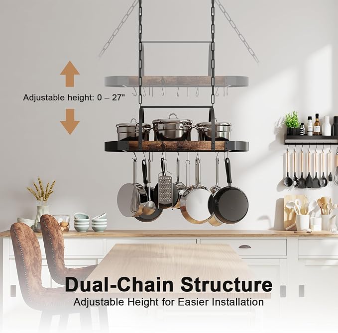 Hanging Pot Rack, 32-Inch Ceiling Pot Rack - Image 5