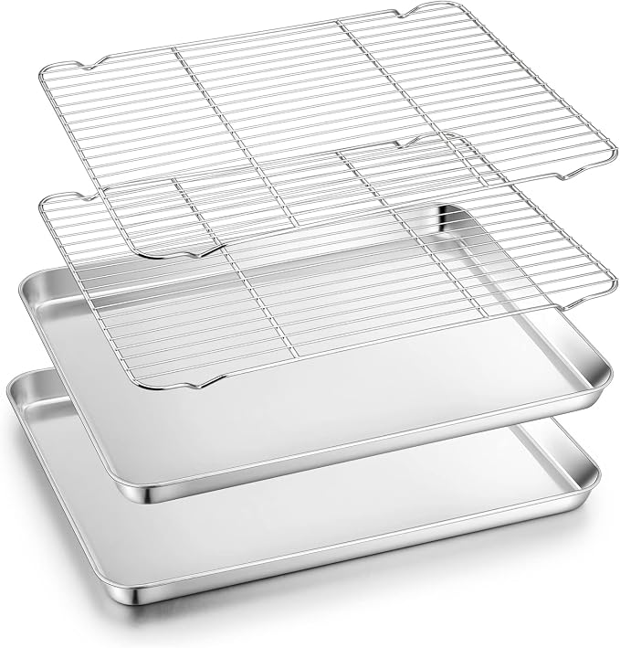 TeamFar Baking Sheet with Rack, 17.6 x 13 x 1 inch Stainless Steel Baking Pan by TeamFar