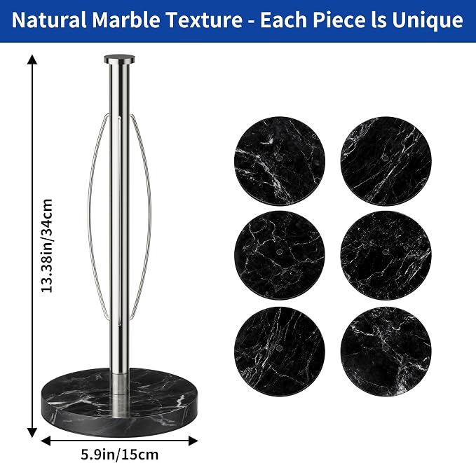YIGII Heavy Marble Base Paper Towel Holder Countertop - Image 7