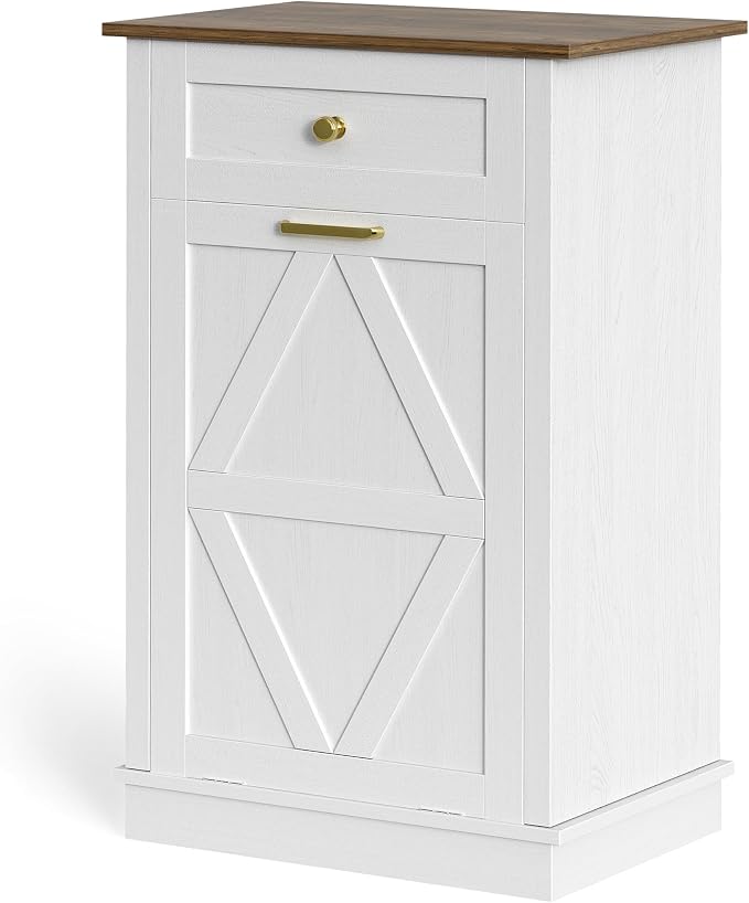 YESHOMY 10 Gallon Tilt-Out Trash Cabinet, Wooden Hidden Garbage Can Holder - Image 8