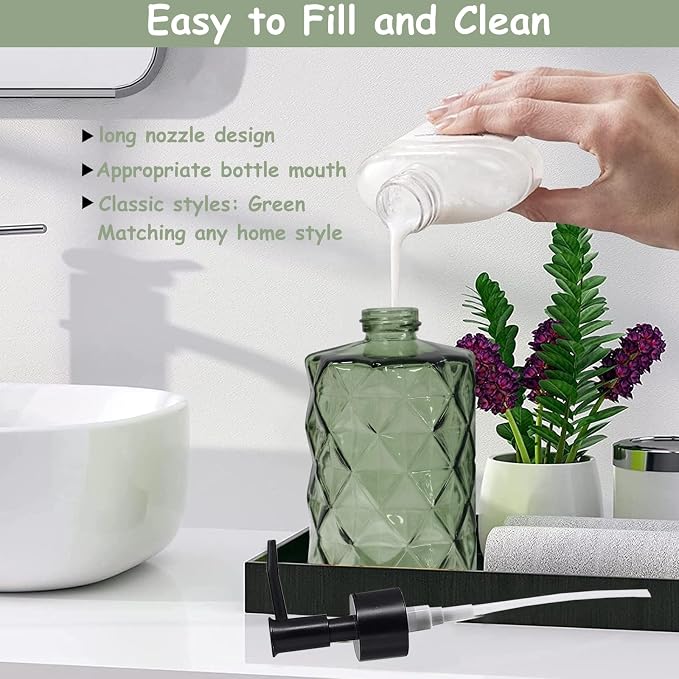 Green Glass Soap Dispenser - Image 3