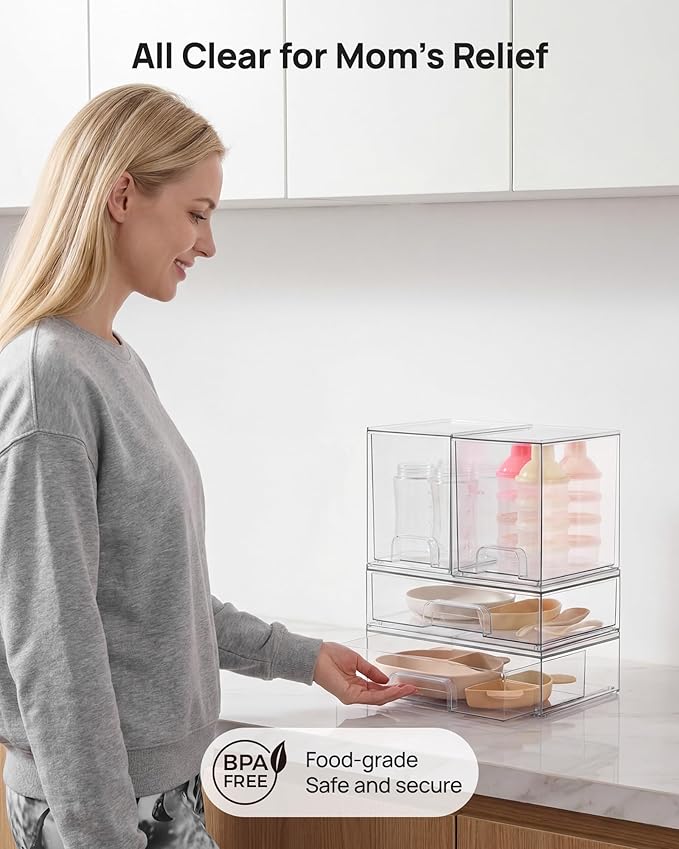 Vtopmart Clear Stackable Storage Drawers Set of 4, Plastic Organizer Bins - Image 6