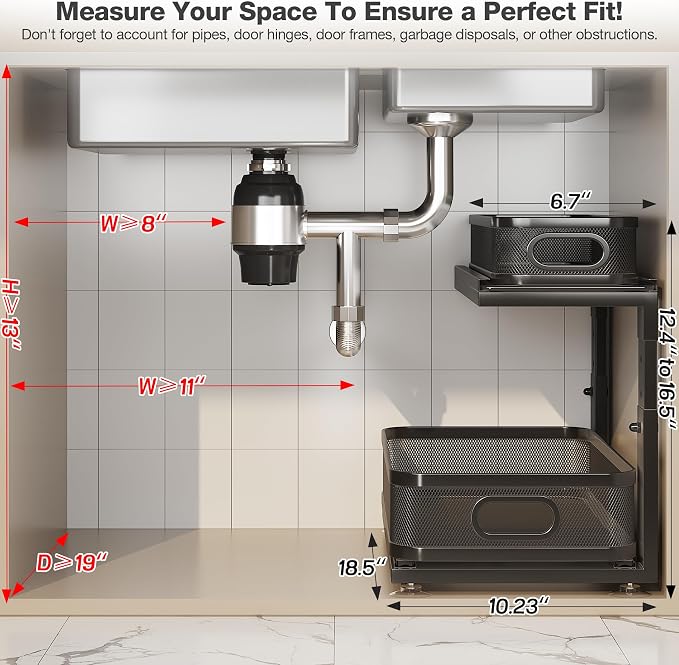 2 Pack 18.5IN-Depth Under Sink Organizer - Image 2