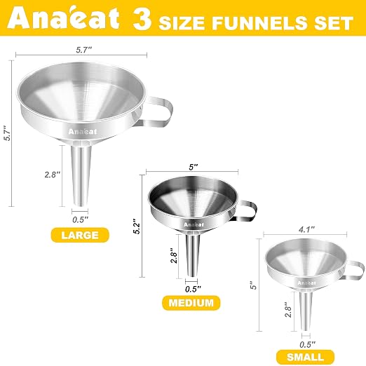 Anaeat Stainless Steel Kitchen Funnel, Oils & 1 Pc Cleaning Brush - Image 6
