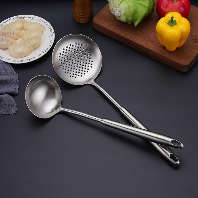 18/10 Stainless Steel Kitchen Utensils Set, Skimmer Spoon, Pasta Serve - Image 8
