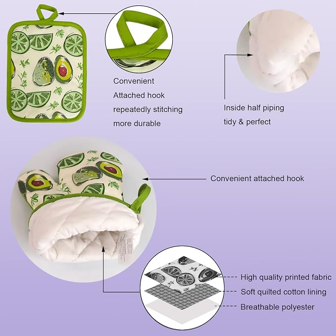 Oven Mitts and Potholders Dish Towles Set 100% Cotton - Image 3