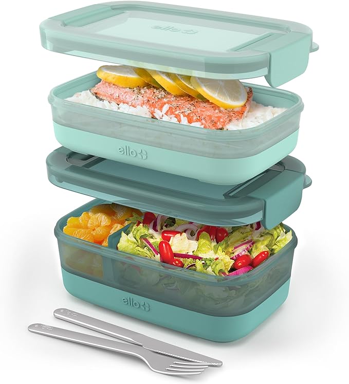 Ello 2-Pack Lunch Stack Plastic Food Storage Container Bento Box by Ello