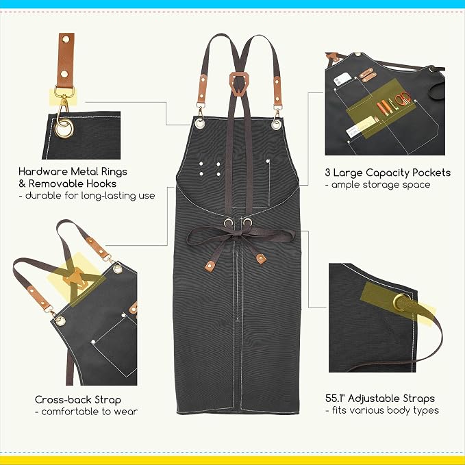 MEEDEN Painting Apron for Men Women: Adjustable Cross Back Waterproof Polyester - Image 4