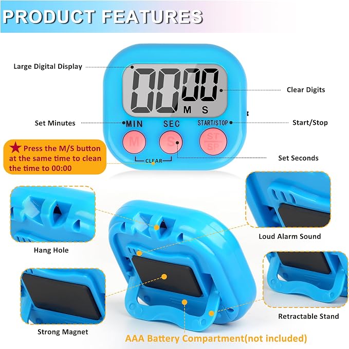 ZILLEEN Classroom Timer for Kids Teachers 4 Pack Digital Timers - Image 7