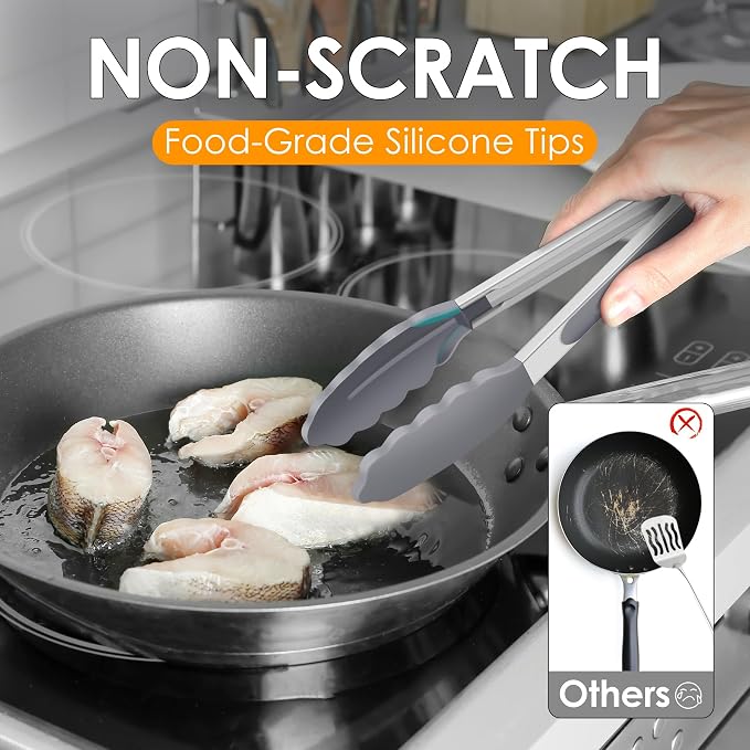 HOTEC Premium Stainless Steel Locking Kitchen Tongs - Image 8
