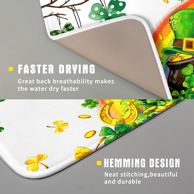 Giwawa St Patrick Dish Drying Mat Small Lucky Clover Tree Shamrock Dish Drainer - Image 3