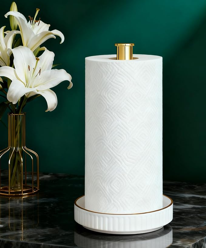 VROOMIUM Paper Towel Holder Countertop, Fits Double to Family Rolls, Elegant - Image 5