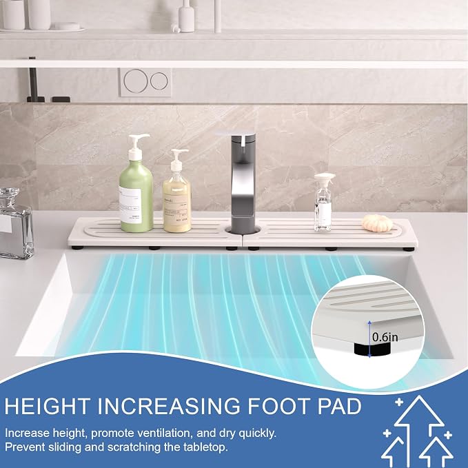Faucet Mat for Kitchen Sink, Water Absorbent Kitchen Faucet Mat, Durable Sink - Image 9