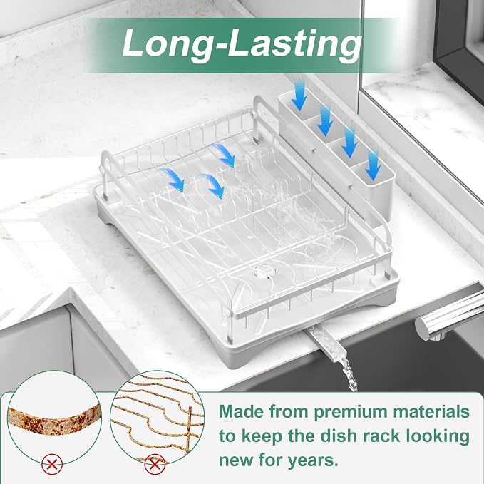 Dish Drying Rack, Dish Racks for Kitchen Counter, Metal Dish Drainer - Image 6