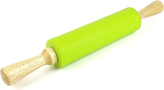 Silicone Rolling Pin for Baking Non-stick Rolling Pin Dough Roller Wooden by Remeel