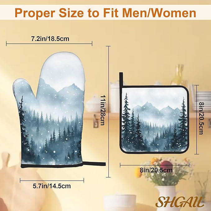 Winter Forest Oven Mitts and Heat Resistant Pads - Image 3