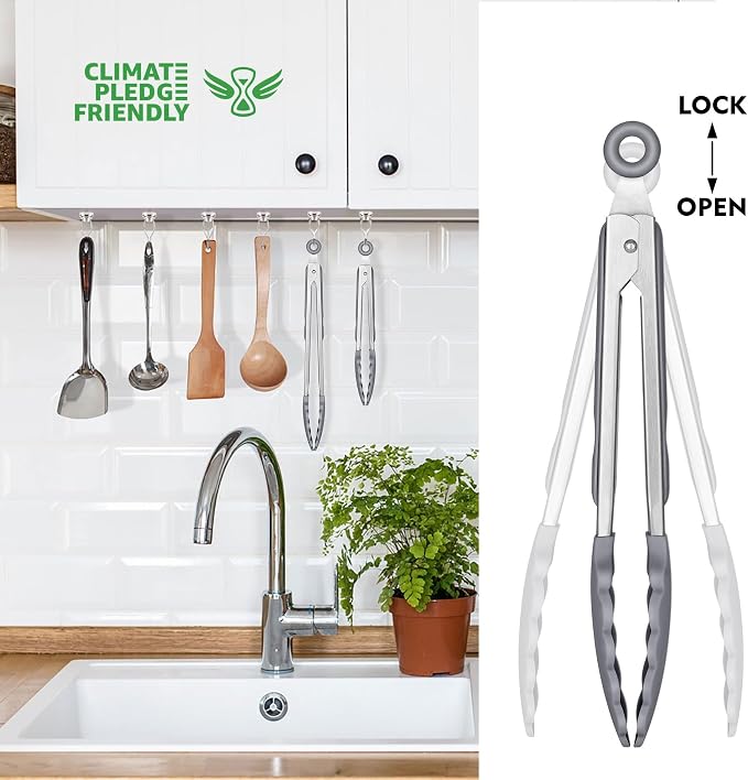 HOTEC Premium Stainless Steel Locking Kitchen Tongs - Image 5