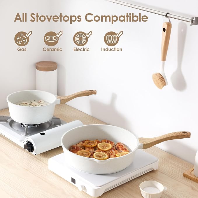 SENSARTE Nonstick Ceramic Cookware Set 16-Piece, Healthy Pots and Pans Set - Image 6