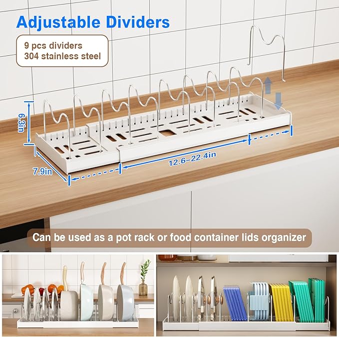 Mustorn 2 Pack Pots and Pans Organizer Under Cabinet - Image 2