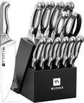 WIZEKA Kitchen Knife Set with Block: 15PCS German Stainless Steel Knife Block by WIZEKA