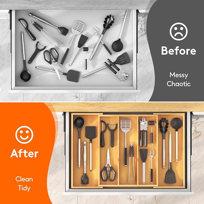 Lifewit Utensil Organizer for Kitchen Drawer, Expandable Cooking Utensil Tray - Image 9