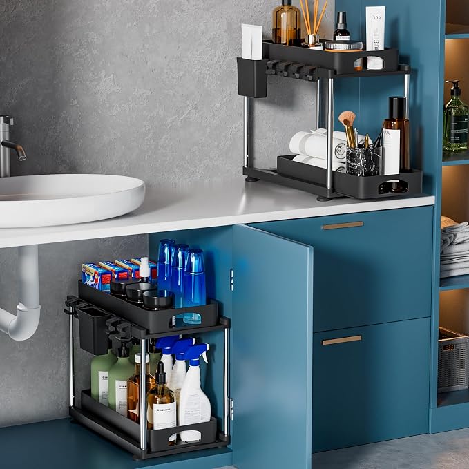VERIFOST 2 Pack Under Sink Organizer, 2 Tier Under Sink Organizers and Storage - Image 7