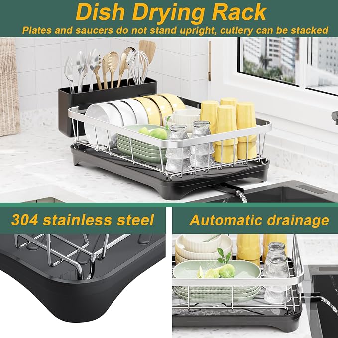 LIYI Dish Rack for Kitchen Counter, Stainless Steel Drying Rack, 304 Stainless - Image 2