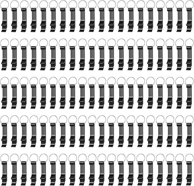 400 Pack Black Metal Bottle Opener Keychains Bulk, Tiny Beverage Opener Party by Yugada