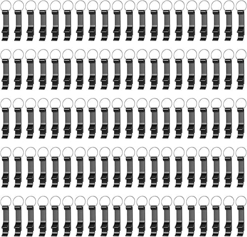 400 Pack Black Metal Bottle Opener Keychains Bulk, Tiny Beverage Opener Party by Yugada